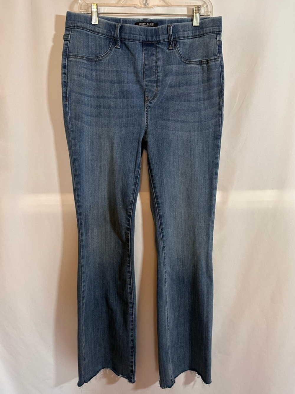 Judy Blue Pull On High Rise Slim Bootcut Jeans Raw Hem 13/31